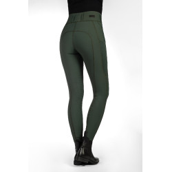 Legging HKM Jil High Waist met siliconen kniestukken Olijfgroen