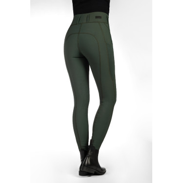 Legging HKM Jil High Waist met siliconen kniestukken Olijfgroen