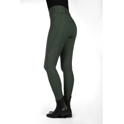 Legging HKM Jil High Waist met siliconen kniestukken Olijfgroen