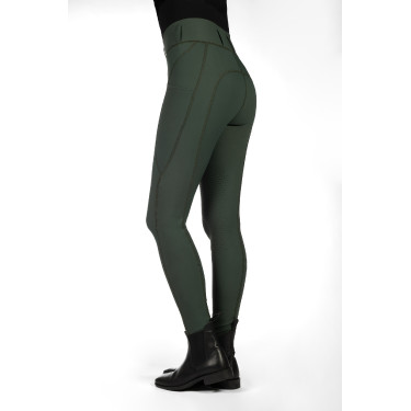 Legging HKM Jil High Waist met siliconen kniestukken Olijfgroen