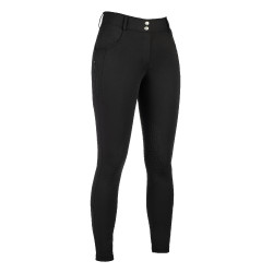 Broek HKM Ari middelhoge taille met siliconen kniestukken Zwart Broek HKM Ari middelhoge taille met siliconen kniestukken Zwart