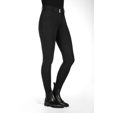 Broek HKM Ari middelhoge taille met siliconen kniestukken Zwart Broek HKM Ari middelhoge taille met siliconen kniestukken Zwart