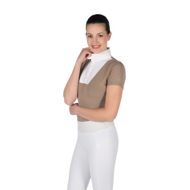 Wedstrijdpolo HKM Virginia korte mouwen Taupe Bruin