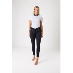 Hoge taille broek met siliconen kniestukken Aubrey Horze dames Donker marineblauw Hoge taille broek met siliconen kniestukken Aubrey Horze dames Donker marineblauw