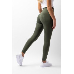 Hoogwaardige legging met volledige siliconen zitvlak Gillian Horze dames Kaki groene kever Hoogwaardige legging met volledige siliconen zitvlak Gillian Horze dames Kaki groene kever