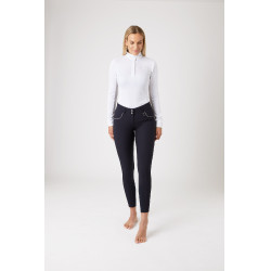 Paardrijbroek met hoge taille en volledig siliconen zitvlak Aubrey dames Horze Donker marineblauw Paardrijbroek met hoge taille en volledig siliconen zitvlak Aubrey dames Horze Donker marineblauw