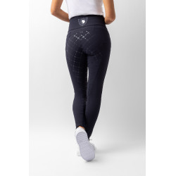 Broek met siliconen lederen zitvlak Désirée en hoge taille dames Horze Donker marineblauw Broek met siliconen lederen zitvlak Désirée en hoge taille dames Horze Donker marineblauw