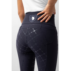 Broek met siliconen lederen zitvlak Désirée en hoge taille dames Horze Donker marineblauw Broek met siliconen lederen zitvlak Désirée en hoge taille dames Horze Donker marineblauw