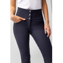 Broek met siliconen lederen zitvlak Désirée en hoge taille dames Horze Donker marineblauw Broek met siliconen lederen zitvlak Désirée en hoge taille dames Horze Donker marineblauw