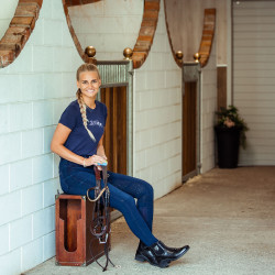 Paardrijbroek jeans met volledig siliconen zitvlak Elle dames B Vertigo Donkerblauw Paardrijbroek jeans met volledig siliconen zitvlak Elle dames B Vertigo Donkerblauw