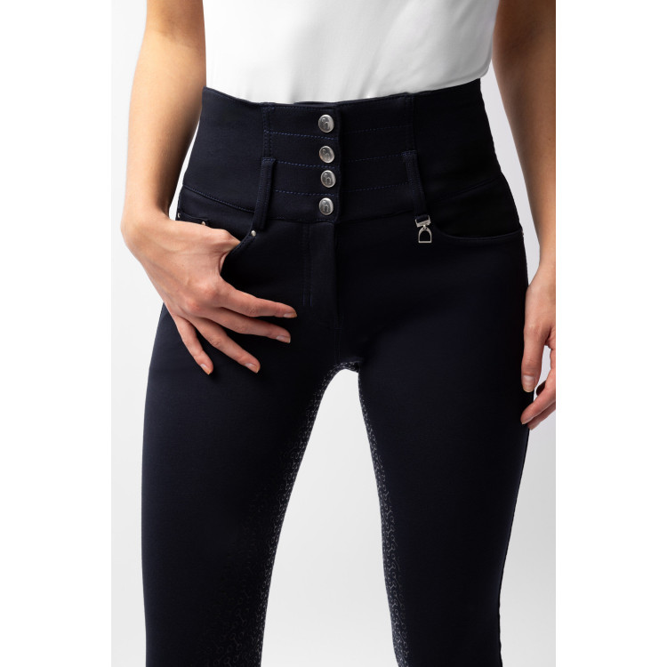 Paardrijbroek met hoge taille Tara siliconen full grip dames Horze Paardrijbroek met hoge taille Tara siliconen full grip dames Horze