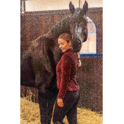 Gestreepte fleece paardrijjas Horze Della dames Port Royale Bordeaux