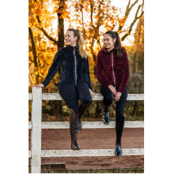 Gestreepte fleece paardrijjas Horze Della dames Port Royale Bordeaux