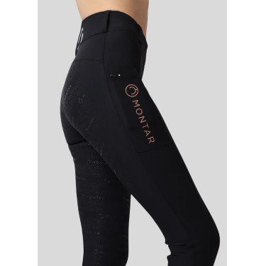 Montar Michelle legging met logo en full grip voor dames Zwart / roségoud