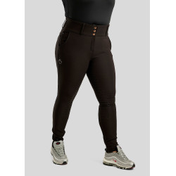 Hoge taille rijbroek Montar Briella crystal Rose gold Curve full grip dames Zwart