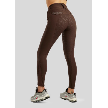 Hoge taille rijbroek Montar Briella crystal Rose gold Curve full grip dames Bruin