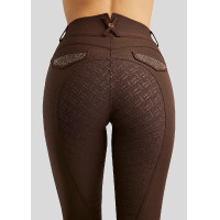 Hoge taille rijbroek Montar Briella crystal Rose gold Curve full grip dames Wit