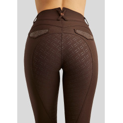 Hoge taille rijbroek Montar Briella crystal Rose gold Curve full grip dames Bruin