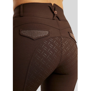 Hoge taille rijbroek Montar Briella crystal Rose gold Curve full grip dames Bruin