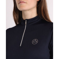 Wedstrijdpolo Montar Everly crystal logo lange mouwen dames Marine Marineblauw