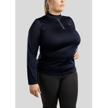 Polo Montar Briella lange mouwen kristal Roségoud Curve dames Marine Marineblauw
