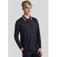 Polo Montar MoDrake heren contrasterende kraag lange mouwen Donker marineblauw
