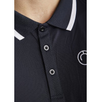 Polo Montar MoDrake heren contrasterende kraag lange mouwen Donker marineblauw