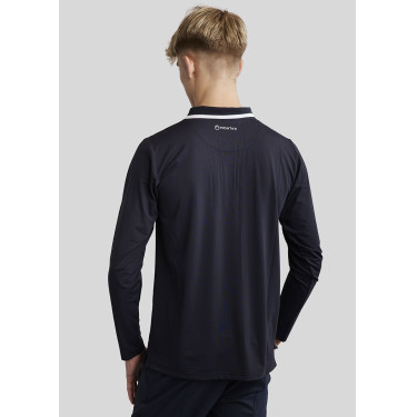 Polo Montar MoDrake heren contrasterende kraag lange mouwen Donker marineblauw