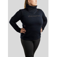 Trui Montar Naja met rits bij de hals crystal rose gold Curve dames Marine Marineblauw
