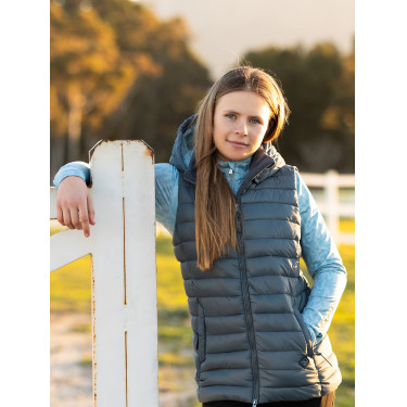 Mouwloze bodywarmer met capuchon LeMieux Milly Young Rider Petrol Blauw