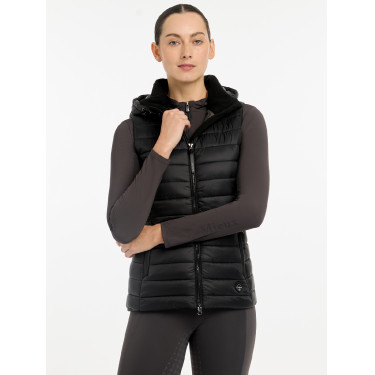 Mouwloze bodywarmer met capuchon LeMieux Tilly dames Zwart oud model