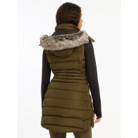 Mouwloze gewatteerde bodywarmer LeMieux Harper Longline dames Alpine Bruin