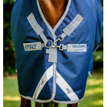 Horseware Dekens High Neck Amigo® Bravo 12 Original 250g 1200D Marine / grijs titanium / zilver Marineblauw