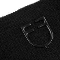 Equestro uniseks hoofdband in geribde wol met oorbescherming en logo Zwart Equestro uniseks hoofdband in geribde wol met oorbescherming en logo Zwart