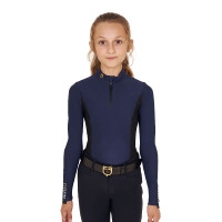 Basislaag Equestro trainingsshirt met lange mouwen voor meisjes Marineblazer
