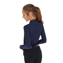 Basislaag Equestro trainingsshirt met lange mouwen voor meisjes Marineblazer Marineblauw