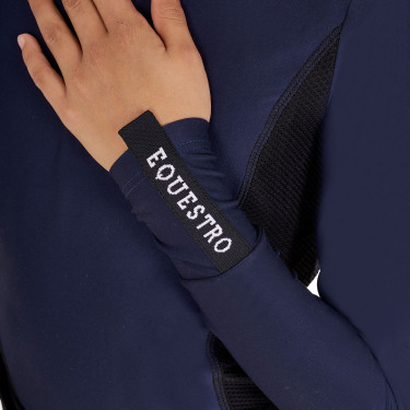 Basislaag Equestro trainingsshirt met lange mouwen voor meisjes Marineblazer Marineblauw