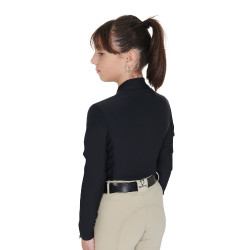 Basislaag Equestro trainingsshirt met lange mouwen voor meisjes Zwart
