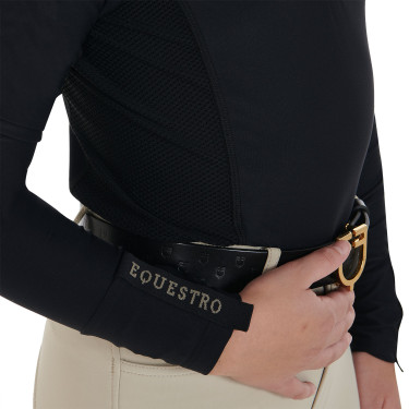 Basislaag Equestro trainingsshirt met lange mouwen voor meisjes Zwart