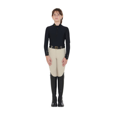 Basislaag Equestro trainingsshirt met lange mouwen voor meisjes Zwart