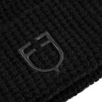 Uniseks Equestro muts van geribde wol met logo Zwart