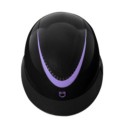 Helm met riem van gepolijst imitatieleer goedgekeurd volgens EN 1384-2023 Equestro Zwart / paars