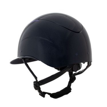 Helm met riem van gepolijst imitatieleer goedgekeurd volgens EN 1384-2023 Equestro Marine / violet Blauw