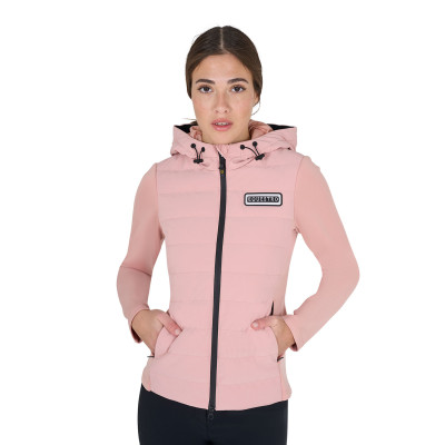 Doudoune à capuche Equestro femme en mélange technique Rose cameo