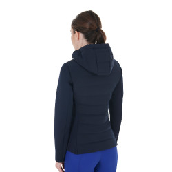 Donsjas met capuchon Equestro dames in technische mix Marineblazer Marineblauw