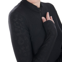 Dames trainingspolo van stretchstof Equestro Zwart Dames trainingspolo van stretchstof Equestro Zwart