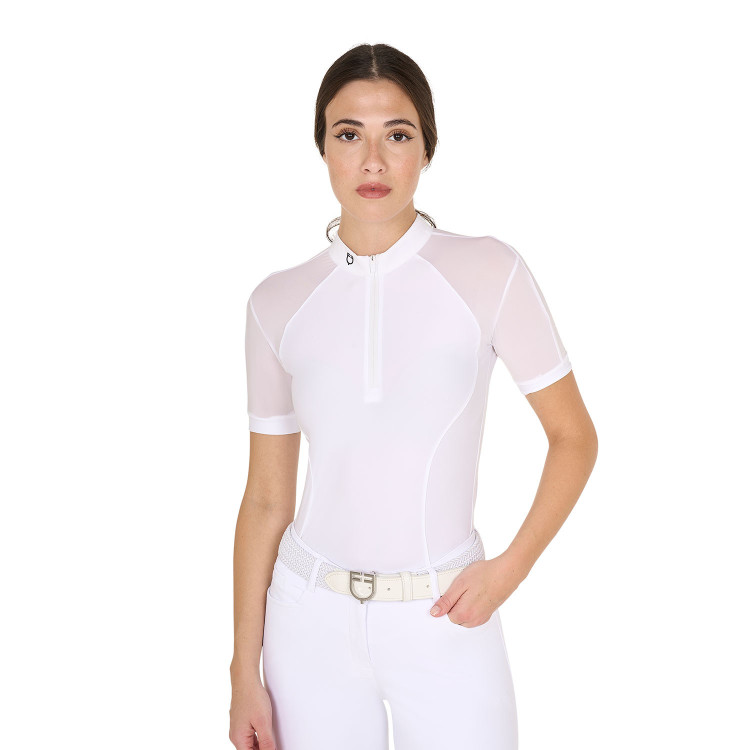 Wedstrijdpolo voor dames in stretch tule met rits Equestro