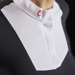 Wedstrijdpolo dames Equestro Ridertechnology met korte mouwen en knopen Wit / zwart