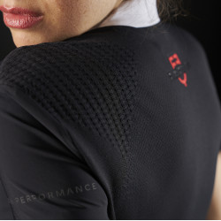 Wedstrijdpolo dames Equestro Ridertechnology met korte mouwen en knopen Wit / zwart