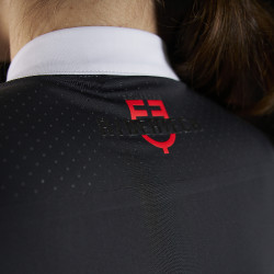 Wedstrijdpolo dames Equestro Ridertechnology met lange mouwen en rits Zwart